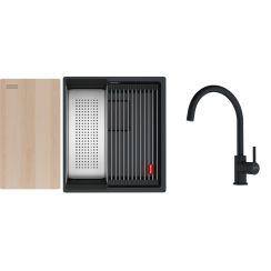 Conjunto fregadero de granito Franke Kanon 125.0749.652, grifo de cocina Franke Lina 115.0626.019