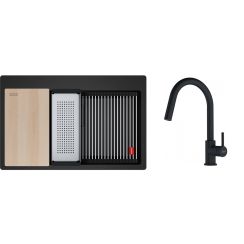 Conjunto fregadero de granito Franke Kanon 114.0749.642, grifo de cocina Franke Lina 115.0626.053