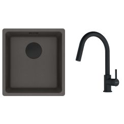 Conjunto fregadero de granito Franke Maris 125.0737.996, grifo de cocina Franke Lina 115.0626.053
