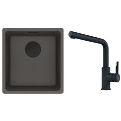 Conjunto fregadero de granito Franke Maris 125.0737.996, grifo de cocina Franke Urban 115.0627.523