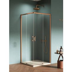 New Trendy Prime Copper Brushed cabina de ducha 90x70 cm cobre cepillado/vidrio transparente D-0806A/D-0811A