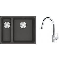 Conjunto fregadero de granito Franke Maris 125.0716.378, grifo de cocina Franke Lina 115.0693.229