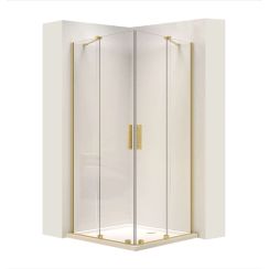 Rea Montana cabina de ducha 80x80 cm oro mate/vidrio transparente REA-K6695