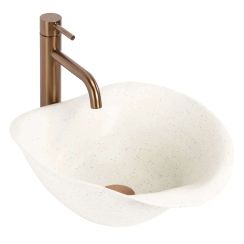 Rea HM Handmande lavabo 40x39 cm sobre encimera marrón/beige mate REA-U0609