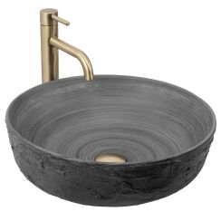 Rea Babilon lavabo 42x42 cm circular sobre encimera gris/piedra mate REA-U5417