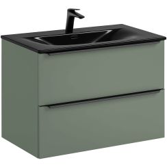 Conjunto armario Comad Sombra Green SOMBRA GREEN 82-80-46-2S, lavabo Comad Sky SKY 1 BLACK MATT 80 DP ( E-8099-80 ), NIAGARA UM 03 BLACK 86001B