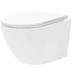 Rea Carlo Mini taza de inodoro suspendido sin reborde blanco brillante REA-C8770