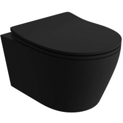 LaVita Praia 2.0 taza de inodoro con asiento de cierre suave suspendido sin reborde negro mate 5900378342939