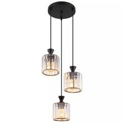 Globo Lighting Jordana lámpara colgante 3x60 W negro-transparente 15742-3