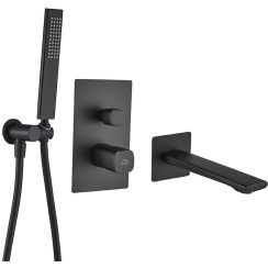 Laveo Tores conjunto de ducha empotrado negro BVT_711P