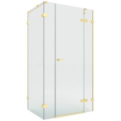 New Trendy Eventa Gold Brushed cabina de ducha 130x80 cm rectangular oro cepillado/vidrio transparente EXK-8329