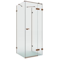 New Trendy Eventa Copper Brushed cabina de ducha 100x80 cm rectangular cobre cepillado/vidrio transparente EXK-8124