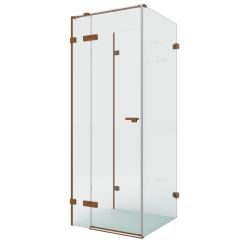 New Trendy Eventa Copper Brushed cabina de ducha 100x80 cm rectangular cobre cepillado/vidrio transparente EXK-8139