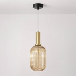 Kaja Hiro lámpara colgante 1x15 W negro-pátina-ámbar K-5885