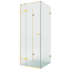 New Trendy Eventa Copper Brushed cabina de ducha 90x80 cm rectangular oro cepillado/vidrio transparente EXK-8370