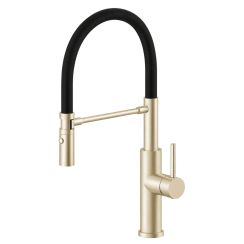 Ruvetti Miku grifo de cocina de pie negro-oro/oro arcaico 1012PVD-CHBC