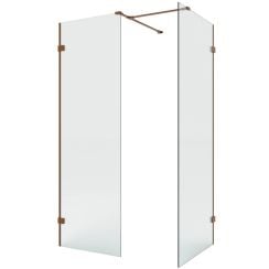New Trendy Eventa Copper Brushed cabina de ducha walk-in 160x80 cm rectangular cobre cepillado/vidrio transparente EXK-8200