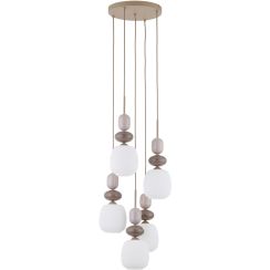 TK Lighting Zen Sabia lámpara colgante 5x10 W blanco-beige 11874