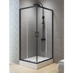 New Trendy New Varia Black cabina de ducha 90x80 cm rectangular negro mate/vidrio transparente K-5161