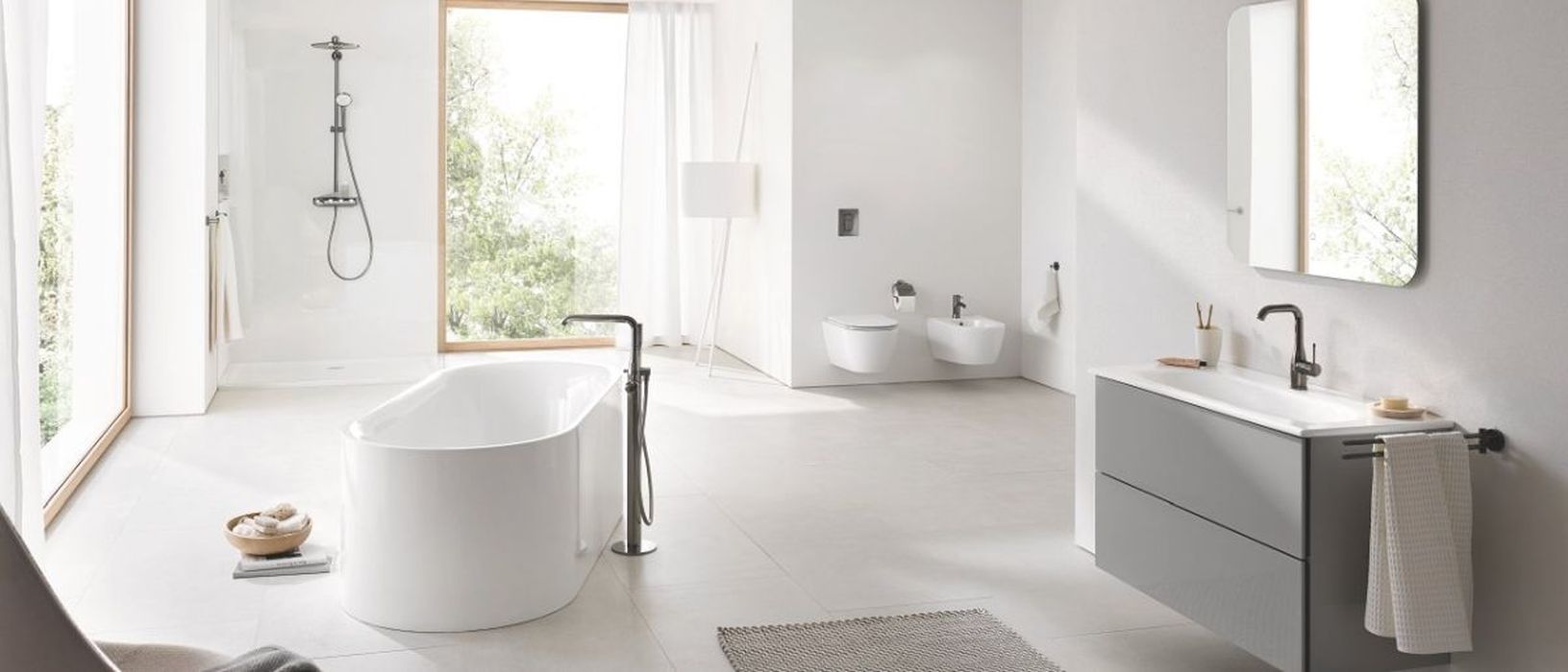 Ba&ntilde;o moderno en colores claros